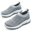 Zapatos casuales para mujer de talla grande, slip-on con amortiguación, diseño de rayas, sin cordones y tejido flyknit transpirable, adecuados para el uso diario