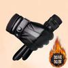 Guantes de Invierno de Cuero para Hombre para Montar con Forro Polar Engrosado Cálido a Prueba de Viento Impermeable Pantalla Táctil Guantes de Invierno para Motociclismo