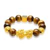 Joyería de Oro Aluvial, Pulsera de Piedra Ojo de Tigre Natural, Pulsera Ojo de Gato para Hombre, Pulsera Pixiu, Pulsera Cultural Nudo Seguro