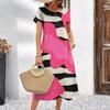 Vestido elegante con estampado digital 3D a color para mujer, manga corta, falda acampanada, moda urbana de verano, comercio exterior transfronterizo para mujer.