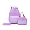 Mochila Nova de Três Peças Transfronteiriça Estilo Étnico Feminina Estilo Coreano Mochila Listrada Fresca Mochila Escolar para Estudante Combinação Literária