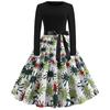 Vestido estilo retro Hepburn con estampado de costuras, manga larga y vuelo amplio, de eBay AliExpress, 5343