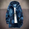 2025 Cardigan Casual Masculino com Capuz e Zíper Padrão Tie-Dye Cross-Border Temu Jaqueta de Algodão Forro Cinza DIY