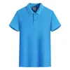 180g32 algodão super legal cor sólida lapela manga curta polo casual fenda verão amarelo em estoque roupa de trabalho