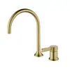 Grifo para Lavabo Tipo Split con Doble Agujero para Agua Caliente y Fría, Giratorio, Antisalpicaduras, Plata Cepillada Gris Pistola, Lavabo de Gabinete de Baño