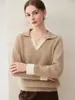 Suéter de Punto de Cachemira Grueso con Solapa a Bloques de Color Falso Dos Piezas para Mujer, Suéter Base Grueso con Diseño de Empalme para Otoño e Invierno