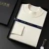 Caixa de Presente Suéter Masculino de Caxemira Gola Meia-Alta Lã Grossa Quente Malha Casual Camada Base Suéter de Caxemira de Cabra Inverno