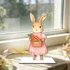 Adornos de Conejo de Madera de Pascua Transfronterizos, Formas de Conejo de Dibujos Animados Pintadas, Atmósfera Festiva, Artesanías de Madera de Escritorio