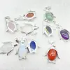 Venta Caliente Transfronteriza Joyería Europea y Americana Accesorios para Collares Cristal Natural Ágata Piedra Preciosa Colgante de Pingüino Aleación Accesorios Ecológicos
