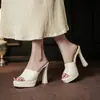 9696A Sandalias de Plataforma Impermeables de Boca Baja con Tacón Alto y Chanclas Nuevo Estilo Coreano Moda Versátil Tacón Grueso Calzado de Exterior Sandalias de Media Chancla