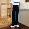 Pantalones Cropped Lisos de Ajuste Delgado Estilo Coreano para Hombre, Caídos, Adelgazantes, Versátiles, Pierna Recta, Casuales, de Calle Otoñales