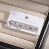 Pendientes de botón de acero inoxidable con forma de flor y corazón de circonita, estilo coreano japonés simple, pendientes de botón con combinación geométrica de corazón, conjunto ins