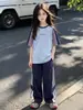 Conjunto Esportivo Feminino Estilo Academia Novidades de Verão para Crianças do Meio e Mais Velhas Meninas Estilo Coreano Manga Curta Calça Casual Roupa de Verão Conjunto de Duas Peças
