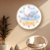 Reloj de pared silencioso con acuarela y viento para sala de estar, dorado, redondo, barrido, segundo paisaje, creativo, para dormitorio, reloj de pared, fábrica, generación por lotes