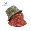Sombrero de Tela Floral Estilo Chino Noreste para Hombres y Mujeres, Sombrero de Sol para Primavera y Verano, Sombrero de Pescador Reversible, Sombrero de Cubo