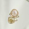 Anillo de Perla de Agua Dulce Guan Yu con Diamantes Completos, Diseño Hueco, Joyería Estilo Japonés y Coreano, Accesorio de Regalo para Mujeres S1071065