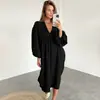 Nuevo Producto de Primavera 2026 de Amazon Bata de Noche de Algodón Puro Estilo Europeo y Americano Holgada y Cómoda Ropa de Casa Pijamas para Mujer