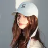 Gorra de Béisbol Bordada de Perro Salchicha Lindo de Dibujos Animados para Mujer con Lazo, Circunferencia de Cabeza Grande, Visera Ancha, Estilo Coreano