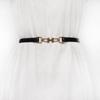 Cinturón Ajustable con Hebilla de Caballo Decorativo Para Vestido Abrigo Traje Cerradura Retro de Latón Cinturón Fino para Mujer