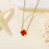 Collar de Acero Inoxidable de Cuatro Hojas Transfronterizo para Mujer, Cadena para Clavícula con Colgante de Trébol de la Suerte de Nácar por Ambos Lados, Joyería de Lujo de Nicho