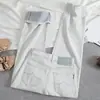 Jeans Rectos de Bolsillo Blanco Bordado para Mujer, Verano 2025 de Cintura Alta Adelgazantes Versátiles Pantalones Estrechos de Pierna Ancha