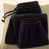 Calças forradas com fleece, espessadas para outono e inverno, calças esportivas masculinas de corte solto, dupla face, calças casuais, calças compridas versáteis