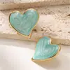 Brincos de Tarraxa Coração Grande Irregular Retro Aço Inoxidável 304 Brincos de Temperamento Simples Joias de Alto Padrão Venda por Atacado