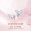 Brincos de borboleta de luz de estrelas de prata S925, brincos de esmalte luminosos de luxo, novo design de nicho, joias de orelha doces para meninas