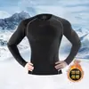 Roupa Térmica Masculina com Fleece, Camada Base de Inverno Justa, Nova Roupa de Secagem Rápida, Camiseta Íntima Justa, Estilo Fino de Manga Longa para Esportes