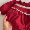 Ropa de Otoño 2026 para Niñas, Ropa de Pana Roja, Ropa Coreana para Salir de Bebé, Body de una Pieza para Bebé