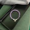 Pulseira de prata S925 com fecho de segurança e ametista natural para meninas, luxo leve, jade roxo, pulseira de ágata para namoradas, presente de sorte