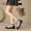 Botas de Trabalho Ram Maillard com Solado Grosso para Mulheres no Outono e Inverno Botas Antiderrapantes Resistentes ao Desgaste Botas Quentes Forradas com Lã do Nordeste para Neve