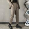 Pantalones occidentales de otoño para hombre, rectos, ajustados, hasta el tobillo, de alta calidad, antiarrugas, negros, informales