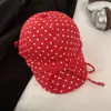 Gorra de Béisbol Ajustable de Lunares con Lazo para Primavera y Verano para Mujer, Dulce y Linda, Adelgazante y que Muestra el Rostro, Visera Pequeña
