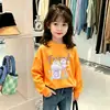 Nueva Camiseta de Algodón Puro con Cuello Redondo para Niñas 2026, Camiseta de Manga Larga de Dibujos Animados a la Moda para Primavera y Otoño