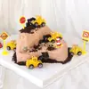 Decoração de Bolo de Aniversário Infantil Conjunto de 6 Peças Cena de Veículos de Engenharia Escavadeira Trator Escavadeira Empilhadeira Garfo de Estrada