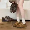 Nuevos zapatos Mary Jane de estilo retro para mujer, que aumentan la altura, con suela blanda y de ante, caracterizados por una puntera profunda y un diseño versátil adecuado para primavera y otoño, con punta redonda