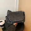Bolso Bandolera de Mezclilla Retro con Solapa Estilo Coreano para Mujer Bolso Pequeño de Lona Simple Bolso Mensajero Casual para Viajes y Salidas