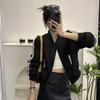 Chamarra Corta de Uniforme de Béisbol para Mujer Otoño 2025 Nueva Versátil Casual Moda Motocicleta Cuello Alto Bolsillo Chamarra Top