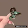 Nuevo Pasador de Pelo Retro Verde Oscuro con Perlas de Gama Alta para la Mitad Trasera del Cabello de Mujer Exquisito Pinza Pequeña de Tiburón Adorno para la Cabeza