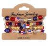 Pulseira de estilo de férias transfronteiriça europeia e americana, contas de arroz, pulseira elástica com contas, joias femininas, bandeira do amor, acessórios Yiwu