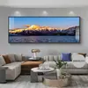 Luz Dourada na Montanha Sala de Estar Pintura Decorativa com a Montanha ao Fundo Mural de Parede para Fundo de Sofá Paisagem de Montanha e Água de Alto Padrão Pintura de Pendurar