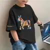 Camiseta de Manga Corta 100% Algodón para Niños, Tops Holgados de Media Manga Atractivos para Niños, Ropa Infantil Casual de Verano Talla Mediana y Grande, Camiseta de Moda para Niños