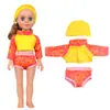 Conjunto de maiô de três peças de 18 polegadas para bonecas, conjunto universal para moda praia American Girl, exclusivamente para exportação transfronteiriça