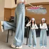 Pantalones de Mezclilla Anchos Nuevos y Elegantes para Niñas Primavera 2026 para Niños, Pantalones Largos Casuales Rectos Sueltos para Niños Mayores