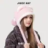 Gorro de Punto para Bebé Invierno Engrosado Bloque de Color de Dibujos Animados Cola con Pompón Gorro de Lana Protección Facial Coreana Gorro Cálido para Niños
