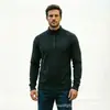 2026 Nueva Camiseta Térmica de Manga Larga Elástica Cepillada por Ambos Lados para Hombre, Camiseta Básica Deportiva Casual de Color Sólido con Media Cremallera