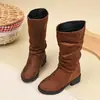 Botas Longas Elegantes para Meninas Negras 2026 Novas Botas de Couro Outono/Inverno Infantis Botas de Cano Alto Versáteis de Princesa para Menininha
