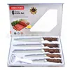 Juego de Cuchillos de Acero Inoxidable, Juego de Seis Piezas con Mangos de Imitación Madera, Juego de Cuchillos con Doble Recubrimiento, Juego de 6 Cuchillos de Cocina
