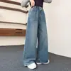 Calça jeans para meninas, nova coleção outono 2026, calça pantalona para meninas mais velhas, calça comprida para o outono, calça estilosa para estudantes do ensino fundamental